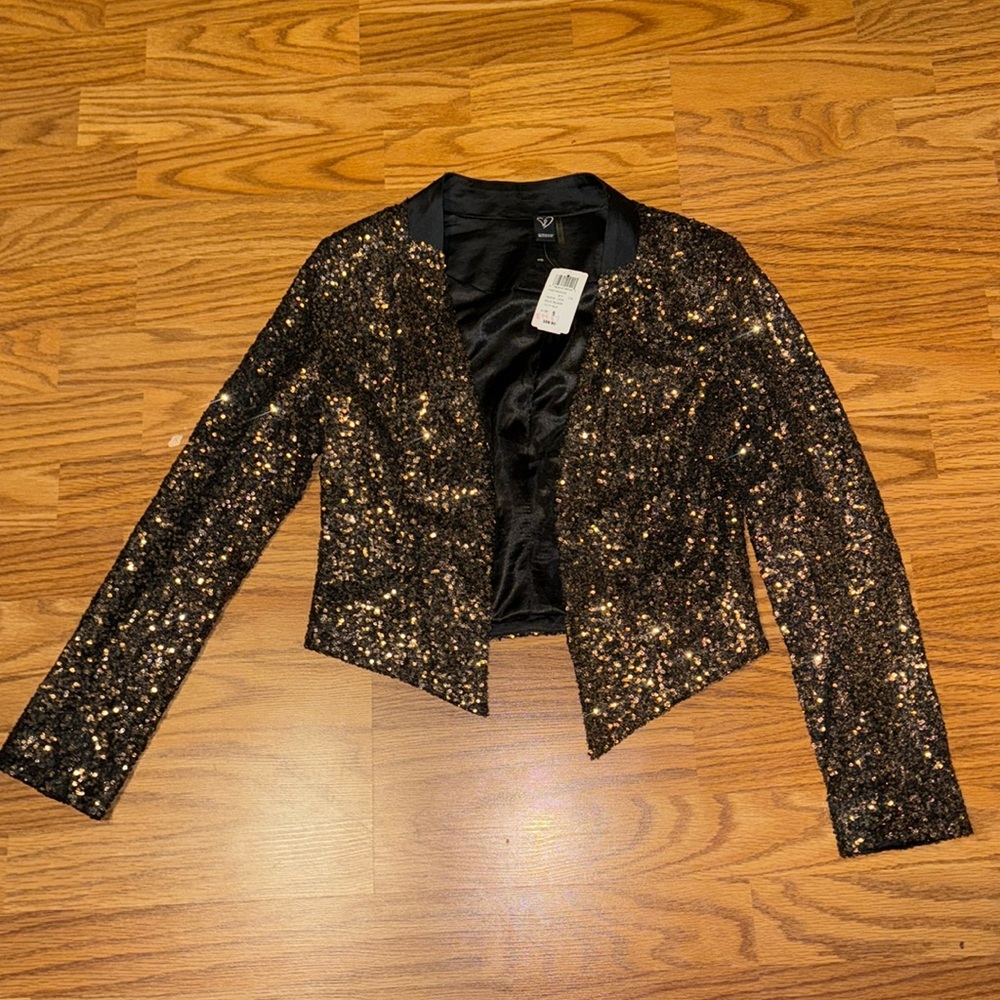 Gold sequins cropped blazer
